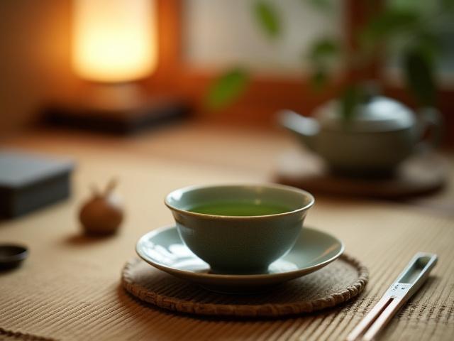 Zen tea ceremónia egy csendes szobában