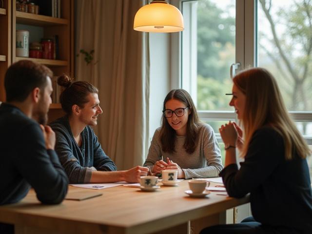 Az Iróka Tea csapatának barátságos portréja egy teaházban